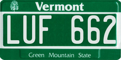 VT license plate LUF662