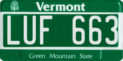 VT license plate LUF663