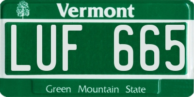 VT license plate LUF665