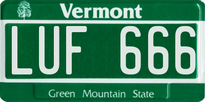 VT license plate LUF666