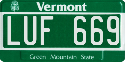 VT license plate LUF669
