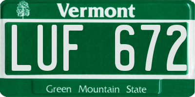 VT license plate LUF672