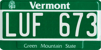 VT license plate LUF673
