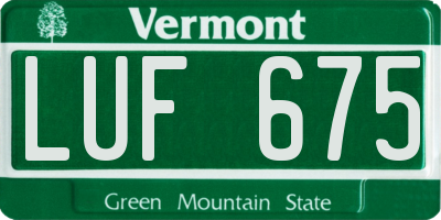 VT license plate LUF675