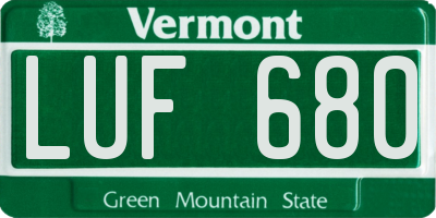 VT license plate LUF680