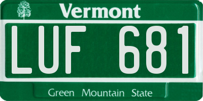 VT license plate LUF681