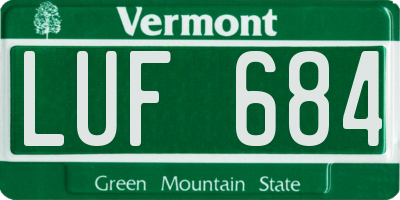 VT license plate LUF684