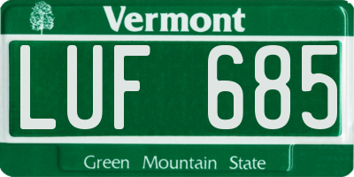 VT license plate LUF685