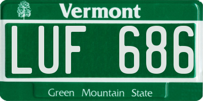 VT license plate LUF686