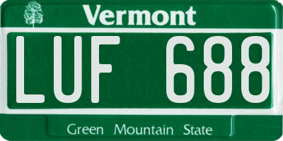 VT license plate LUF688
