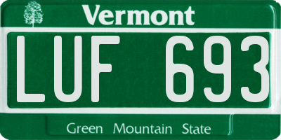 VT license plate LUF693