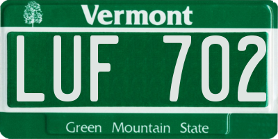 VT license plate LUF702