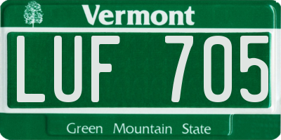 VT license plate LUF705
