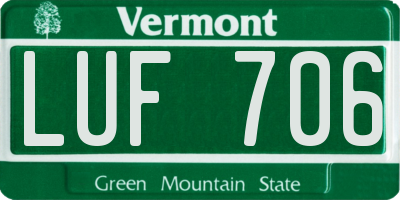 VT license plate LUF706