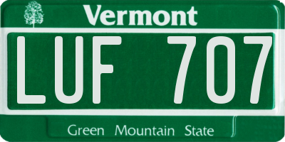 VT license plate LUF707
