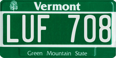 VT license plate LUF708