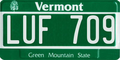 VT license plate LUF709