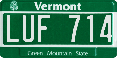 VT license plate LUF714