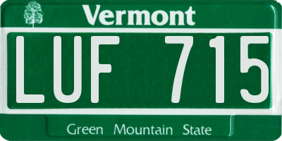 VT license plate LUF715