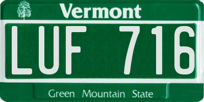 VT license plate LUF716