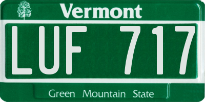 VT license plate LUF717