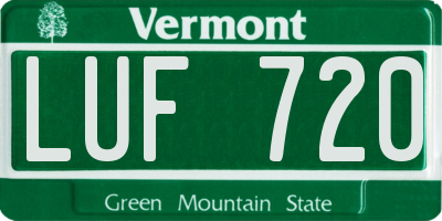 VT license plate LUF720