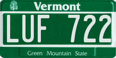 VT license plate LUF722
