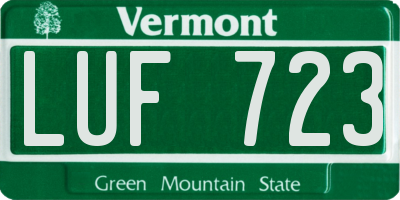VT license plate LUF723