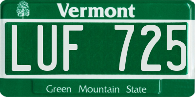 VT license plate LUF725
