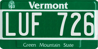 VT license plate LUF726