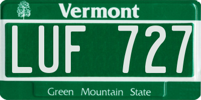 VT license plate LUF727