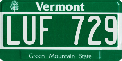 VT license plate LUF729
