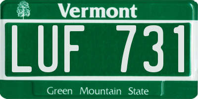 VT license plate LUF731