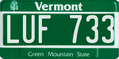 VT license plate LUF733