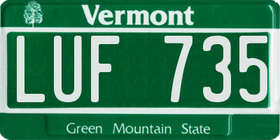 VT license plate LUF735