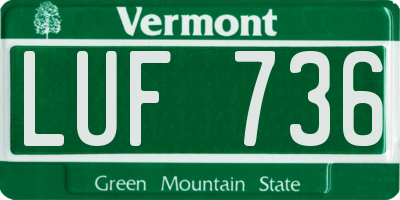 VT license plate LUF736