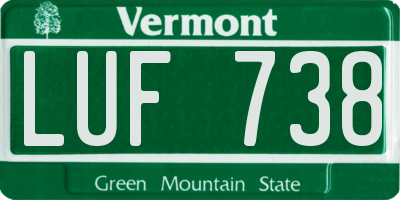 VT license plate LUF738