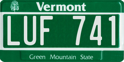 VT license plate LUF741