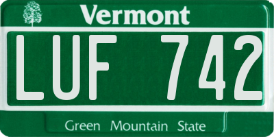 VT license plate LUF742