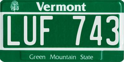 VT license plate LUF743