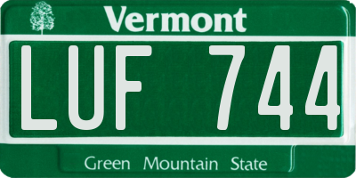 VT license plate LUF744
