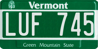 VT license plate LUF745