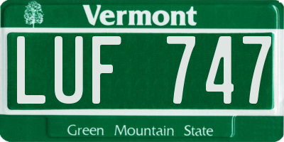 VT license plate LUF747