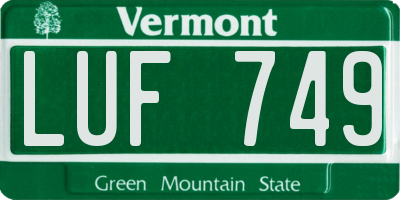 VT license plate LUF749