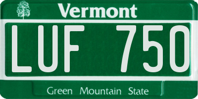 VT license plate LUF750
