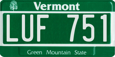 VT license plate LUF751