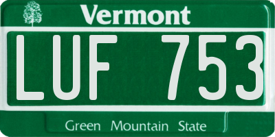 VT license plate LUF753