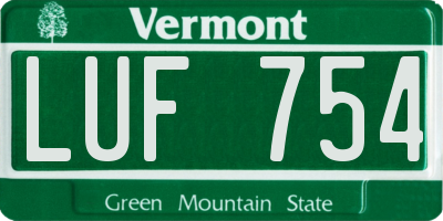 VT license plate LUF754