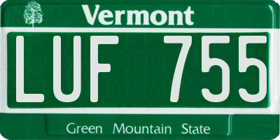 VT license plate LUF755