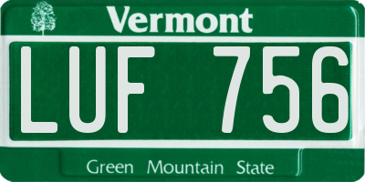 VT license plate LUF756